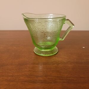 Vintage Elegant Green Glass Creamer